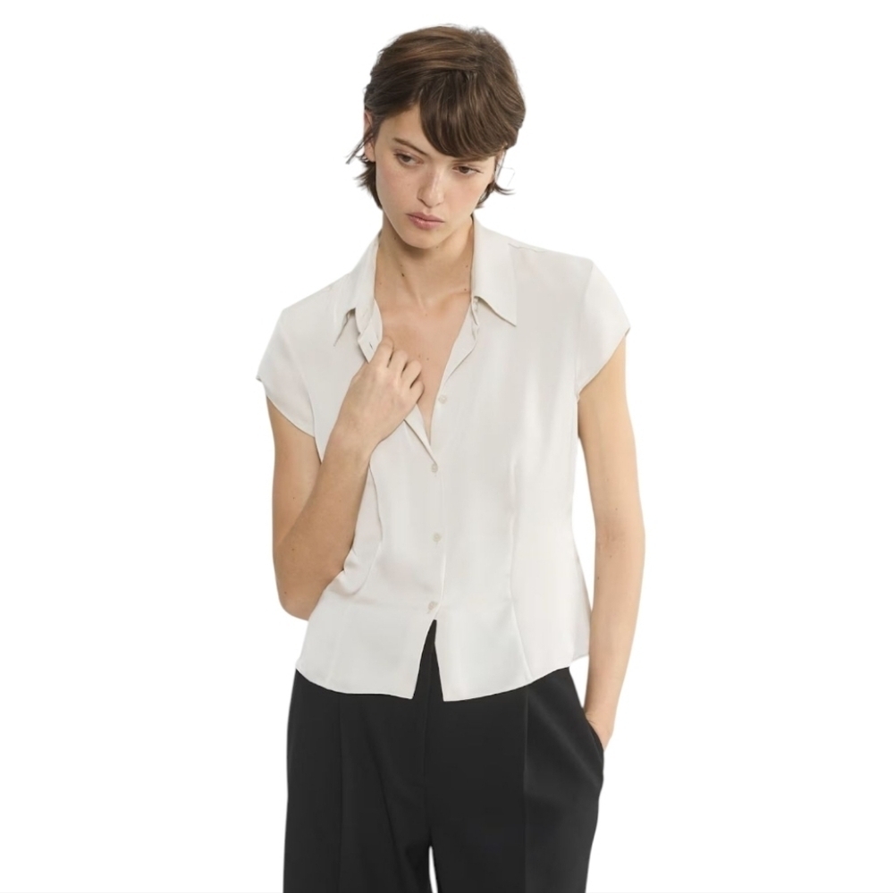 Aritzia Babaton Bulletin Satin Blouse Off White Women's XS